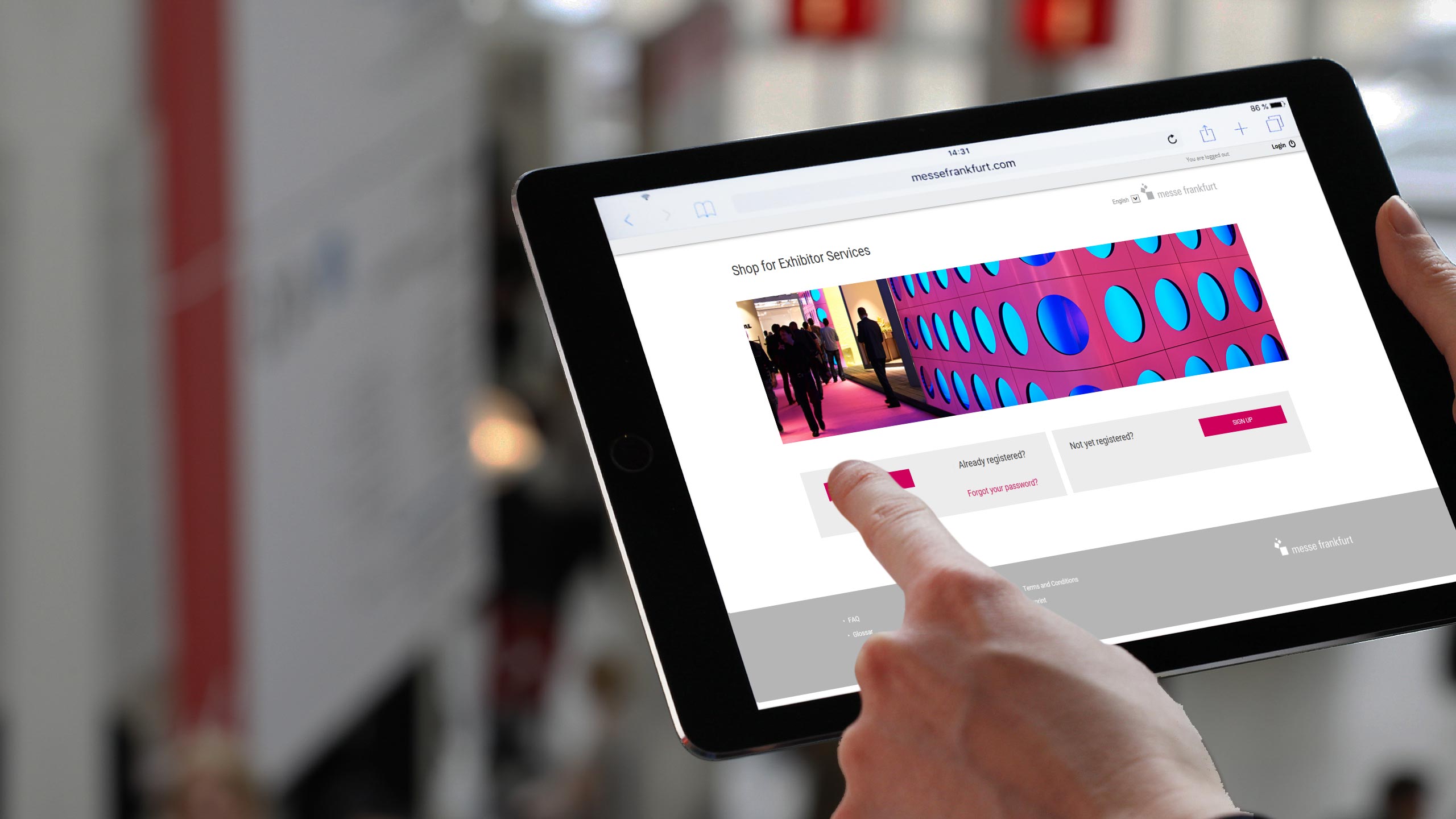 Shop for Exhibitor Services on an iPad