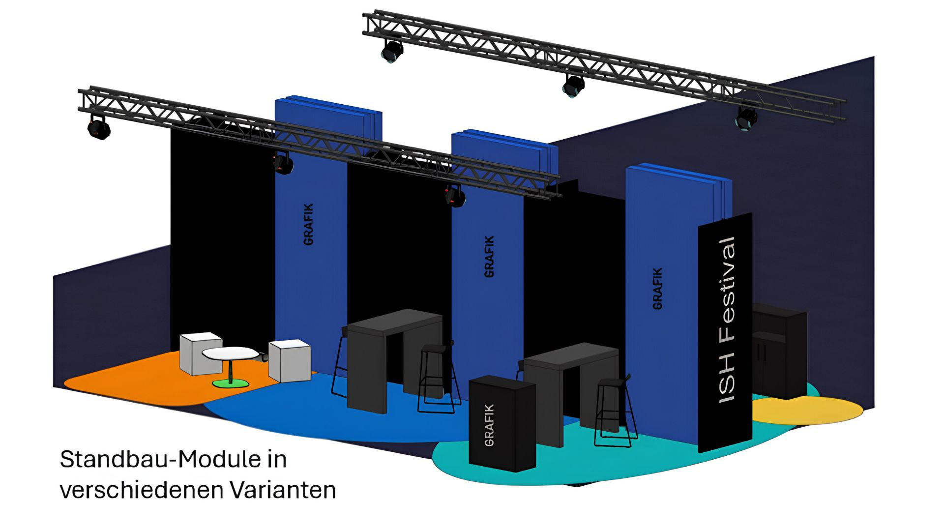 Grafik eines Standbau-Moduls zum ISH Festival
